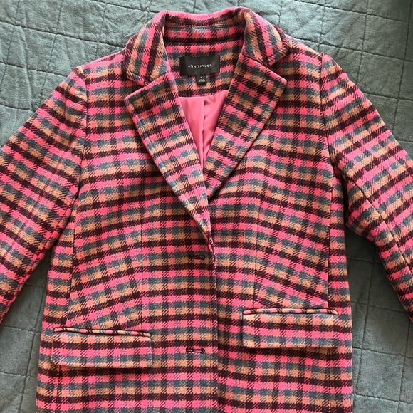 Ann Taylor Chesterfield Checked Coat S - Picture 6 of 7